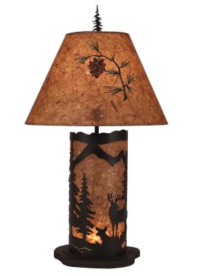 Kodiak Small Deer Scene Table Lamp w/ Night Light