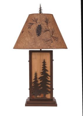 Feather Tree Iron/Wood Table Lamp