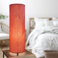 24 Inch Cocoa Leaf Cylinder Table Lamp Red (307 t r)