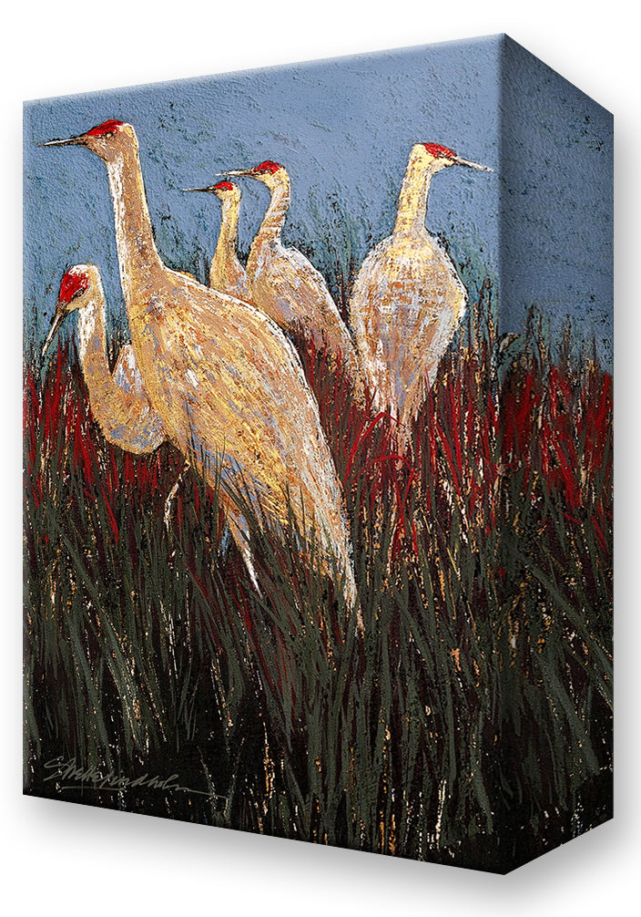 Group of Cranes:  Metal 18x26 Inches