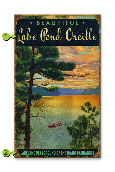 Customizable Vintage Sign "Lake Scene at Sunset"