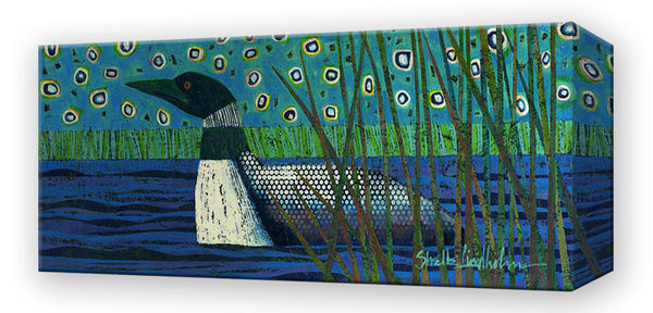 Lone Loon on a Lake:  Metal 42x16.5 Inches