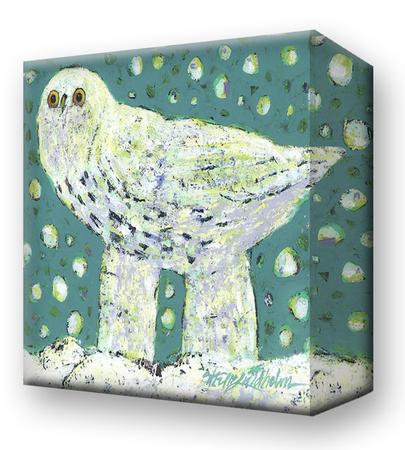 Snow Bird on Green:  Metal 18x18 Inches