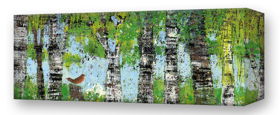Spring Trees, Robin:  Metal 42x16.5 Inches