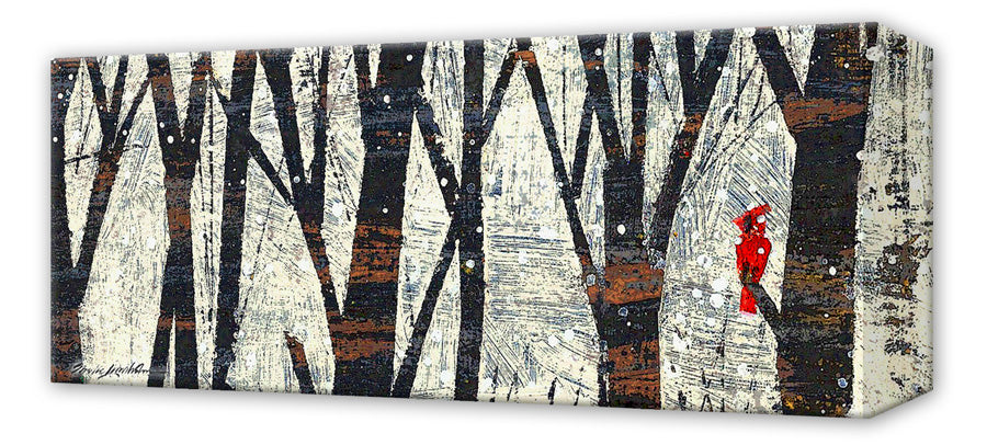 Winter Trees, Cardinal:  Metal 42x16.5 Inches